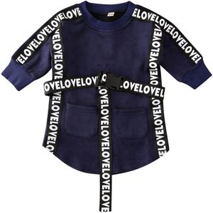 Pudcoco Kids Baby Meisje Kleding Met Lange Mouwen Sweatshirt Rechte Jurk Met Riem Herfst Baby Peuter Casual Outfits 1-5T