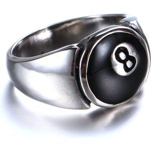Vintage Mannen Titanium Stalen Ring Zilveren Kleur Roestvrij Stalen Ring Biljart Ring Hip Hop Punk Ring Valentijn Dag Sieraden