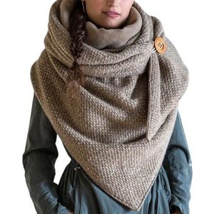 Mode Vrouwen Herfst Winter Sjaals Voor Dames Effen Kleur Knop Star Soft Wrap Dikke Warme Sjaal