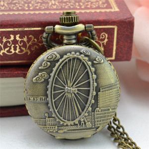 Stijl Horloge Retro Bronzen Pocket Watches Met Ketting Mannen Steampunk Hanger Ketting Zakhorloge Cadeau Voor Liefhebbers Willekeurige * E