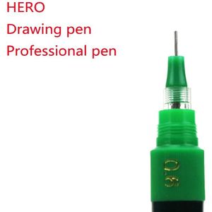 5 stks/partij 0.6mm HERO Oplaadbare inkt naald pennen tekening pen Technische pen Groene tip