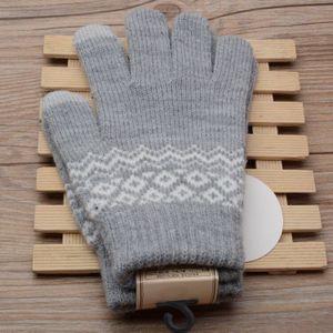 Volwassen vrouw vrouwelijke meisje Wave patroon Touch Screen Handschoenen Gebreide Jacquard Handschoenen Winter Warm Volledige vinger Handschoenen ST15