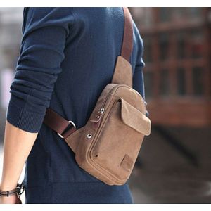 Mannen Kleine Borst Sling Bag Reizen Wandelen Cross Body Messenger Schouder Effen Canvas Heuptas