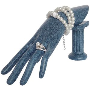 Vrouwelijke Mannequin Hand Vrouwen Display Model Horloges Ringen Armbanden Ketting Sieraden Kunstwerk Display Blauw Leunend Hand