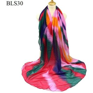 Regenboog Sjaal Vrouwen Voile Sjaal Lange Gestreepte Print Sarongs Hijab Beach Badpak Cover Up Bikini Sjaal Pareo Bufandas