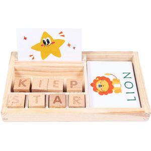 Kids Houten Leren Woord Spelling Letters Spel Blokken Vroege Educatief Speelgoed