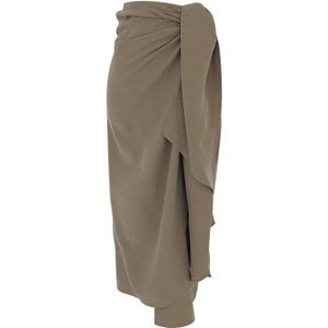 Twotwinstyle Casual Rok Voor Vrouwen Hoge Taille Bandage Asymmetrische Midi Rokken Vrouwelijke Koreaanse Mode Elegante Lente