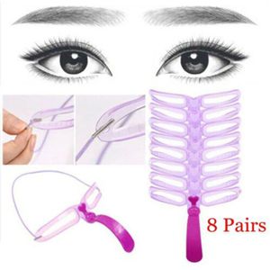 8 Pairs Wenkbrauw Grooming Stencil Kit Template Vrouwen Makeup Shaping Shaper Herbruikbare Diy Template