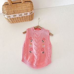 Milancel 2022 Lente Baby Kleding Bloem Borduren Meisjes Vest O Hals Meisjes Vest
