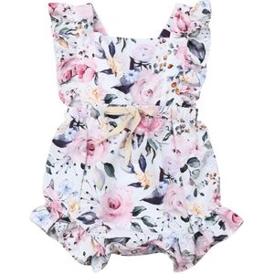 0-18M Schattige Baby Baby Meisjes Romper Mouwloze Ruches Bloem Backless Romper Outfits Zomer Kleding