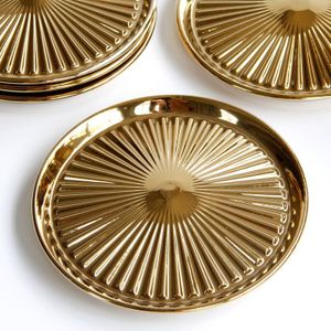 Galvaniseren Gouden Keramische Vet Scheidt Plaat Gerechten High-End Luxe Bestek Kleine Gerechten Snack Plaat