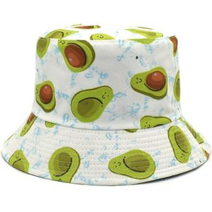 Men Women Bucket Hat For Summer Cotton Reversible Avocado Eggplant Strawberry Pattern Hat Outdoor Panama Hip Hop Cap