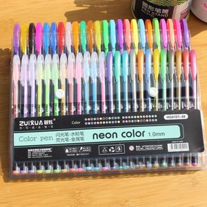 48 Kleuren Gel Pennen Set Kleur Glitter Metallic Pennen Cadeau Voor Kids Student Tekening Briefpapier School Kantoorbenodigdheden Tool