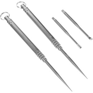 1 Set Rvs Tandenstoker Oor Lepel Combinatie Tandenstoker Oor Picks Oor Pick Oor Lepel Tandenstokers Voor Thuis Oor Cleaner