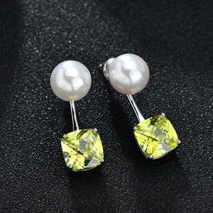 Mode Naald Parel Studs Oorbellen Jassen Voor Vrouwen Plein Elegante Sieraden Boucle D&#39; Oreille Femme Kerst Bijoux