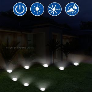 Solar Grond Lichten-8 Led Solar Tuinverlichting Outdoor Waterdichte Heldere In-Ground Lights Voor Gazon Pathway Yard oprit-8 Pack