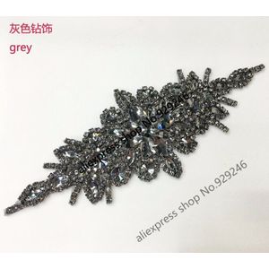 1 stk/partij mode grijs glas kristal strass applique hotfix strass motif voor vrouwen jas jurk taille garment schoenen decoratie