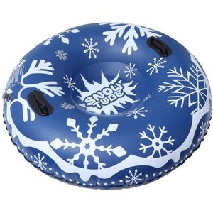 47 Inch Blauw Opblaasbare Sneeuw Buis Pvc Sneeuwvlok Afdrukken Sneeuw Slee Heavy Duty Cirkel Voor Skiën Schaatsen En Sneeuw Games