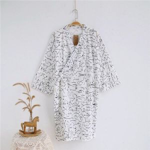 Japanse Stijl Kimono Pyjama Katoen Badjas Gown Drie Kwart Mouw Jurk Zomer Man Yukata Nachtkleding Dunne Ademende