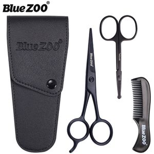 Black Series BlueZOO mannen Care Set Schaar Set Snor Kammen Tondeuse Trimmen Grooming Schaar Baard Care Set