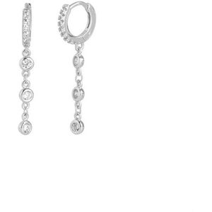 Roxi Luxe 925 Sterling Zilveren Oorbellen Ronde Zirkoonkristal Lange Hanger Pendientes Vrouwen Dangle Earing Oorbellen Sieraden