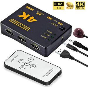 3 Port Hdmi Splitter Switcher In 1 Out Hub Box + Remote Afstandsbediening Auto Switch 1080P Hd Hdmi schakelaar