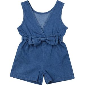 Baby Zomer Kleding Peuter Kids Baby Meisjes Denim Romper Mouwloos V-hals Blauw Jumpsuits Playsuit Outfit Kleding 1-6Y