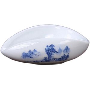 Handgeschilderde Vintage Blauw En Wit Porselein Cha Hij Chinese Kung Fu Thee Sets Accessoires Witte Keramische Thee Lepel Thee houder