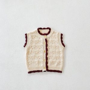 Herfst Baby Meisjes Trui Vest Enkele Breasted Mouwloze Gat Breien Vesten Kinderen Uitloper E3036