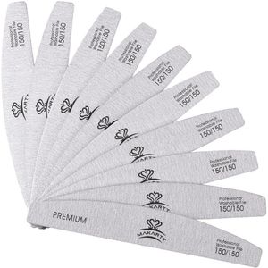 Makartt 50 Pcs Zebra Nagelvijlen Wasbare Double-Side Nagelvijl 150/150 Grit Nail Buffering Bestanden Half Moon Nail bestand