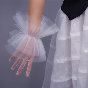 Zwart Wit Sheer Lace Tulle Handschoenen Slim Dunne Bridal Wedding Handschoenen Foto Schieten Party Dress Handschoenen Guantes Transparentes Dot