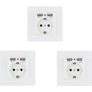 Bseed Eu Standaard Stopcontact Met Dubbele Usb Muur Decoratieve Socket Dual Black Golden White Glass Panel
