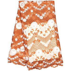 De Afrikaanse kant mesh stoffen en kralen de laatste mode 3D applique kant stoffen Afrikaanse bloem kant stoffen jurk