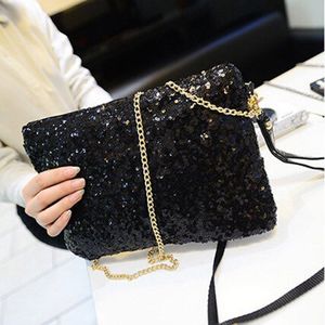 Vrouwen Dames Glitter Pailletten Handtas Fonkelende Feestavond Envelop Clutch Bag Portemonnee Tote Purse Zwart Goud Zilver