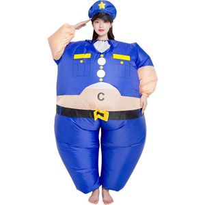 Opblaasbare Kostuum Wit Vet Politie Ik Kan Niet Ademen Fancy Dress Cosplay Kostuum Voor Mannen Vrouwen Cartoon Voor Verjaardagsfeestjes