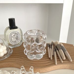 Creatieve Make-Up Borstel Houder Decoratieve Transparant Glas Pen Houder Crystal Nordic Ins Stijl Desktop Eenvoudige Potlood Opbergdoos