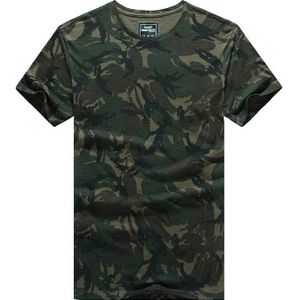 Gustomerd Mode Bladeren Print T-shirts Top Puur Katoen Tees Slim Fit O-hals Army Camouflage T-shirt Mannen