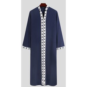 Islamitische Arabische Kaftan Mannen Moslim Kant Patchwork Lange Mouw V-hals Jubba Thobe Mode Midden-oosten Mannen Gewaden Incerun Plus size