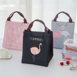 Flamingo Tote Thermische Zak Zwart Waterdichte Oxford Strand Lunch Tas Voedsel Picknick Vrouwen Kid Mannen Koeltas