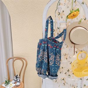 Baby Jongen Denim Overalls Meisjes Jean Bib Broek Baby Jumpsuit Kinderen Bloemen Gedrukt Kleding Kids Overalls Herfst Meisjes Outfits