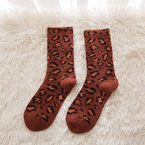 Luipaard Print Kasjmier Wollen Sokken Vrouwen Mode Herfst Winter Thicken Warme Sokken Vrouw Japanse Stijl Harajuku Retro Lange Sokken