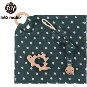 Let's Make 1 Set Katoen Wave Spot Speeksel Handdoek Hanger Speenketting Beuken Baby Care Kid Doeken Baby Eten Accessoire