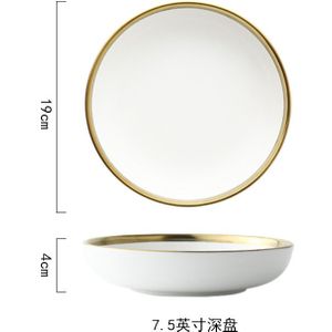 Zwart Wit Glad Keramische Gouden Rand Matte Servies Diner Plaat Steak Salade Pasta Ontbijt Bestek Huishoudelijke Party Dinnerwar