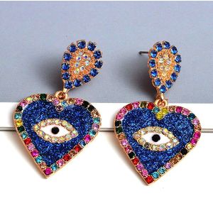 Hart Metalen Dangle Earring Kleurrijke Kristallen Oorbellen Trend Sieraden Accessoires Voor Vrouwen