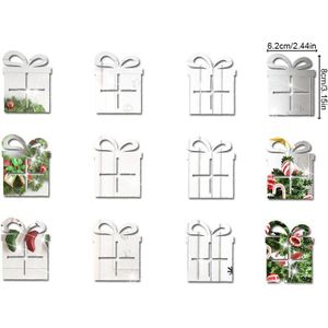 12 Stuks Kerst Decoratie Spiegel Stickers Zilver Stereo Acryl Spiegel Muurstickers Kerst Bal Kerstman Decor