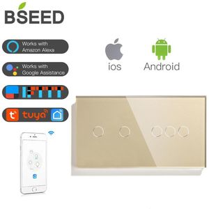 Bseed 2 Gang 3 Gang Wifi Controle Lichtschakelaar 5Gang Touch Schakelaar Wandschakelaar 3 Kleur Kristal Klasse Smart switch Werken Met Tuya