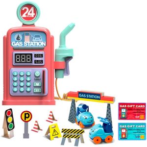 Tankstation Speelgoed Diy Simulatie Auto Talking Gas Station Scène Model Speelgoed Met Geluid Licht Kinderen Kerstcadeaus Voor Kinderen jongens