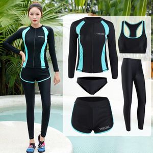 Badmode Vrouwen Lange Mouwen Badpak Meisje Rash Guard Surf Shirt Zwemmen Pak Voor Drogen Broek Jurk Viscose Effen Rashguard