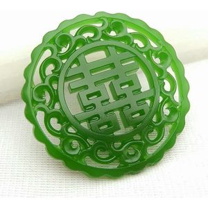 Natuurlijke Groene Jade Hanger Ketting Chinese Dubbelzijdige Holle Out Hand-Gesneden Charm Sieraden Mode Voor Mannen Vrouwen