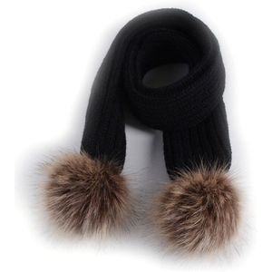 Mooie Dubbele Pompom Kids Sjaal Winter Gebreide Warme Sjaals Effen Kleur Kinderen Jongens Meisjes Halsdoek Sjaal